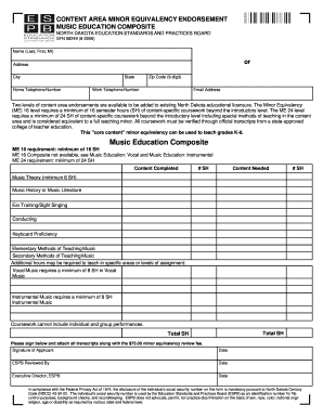 Music Education Composite State of North Dakota Nd  Form