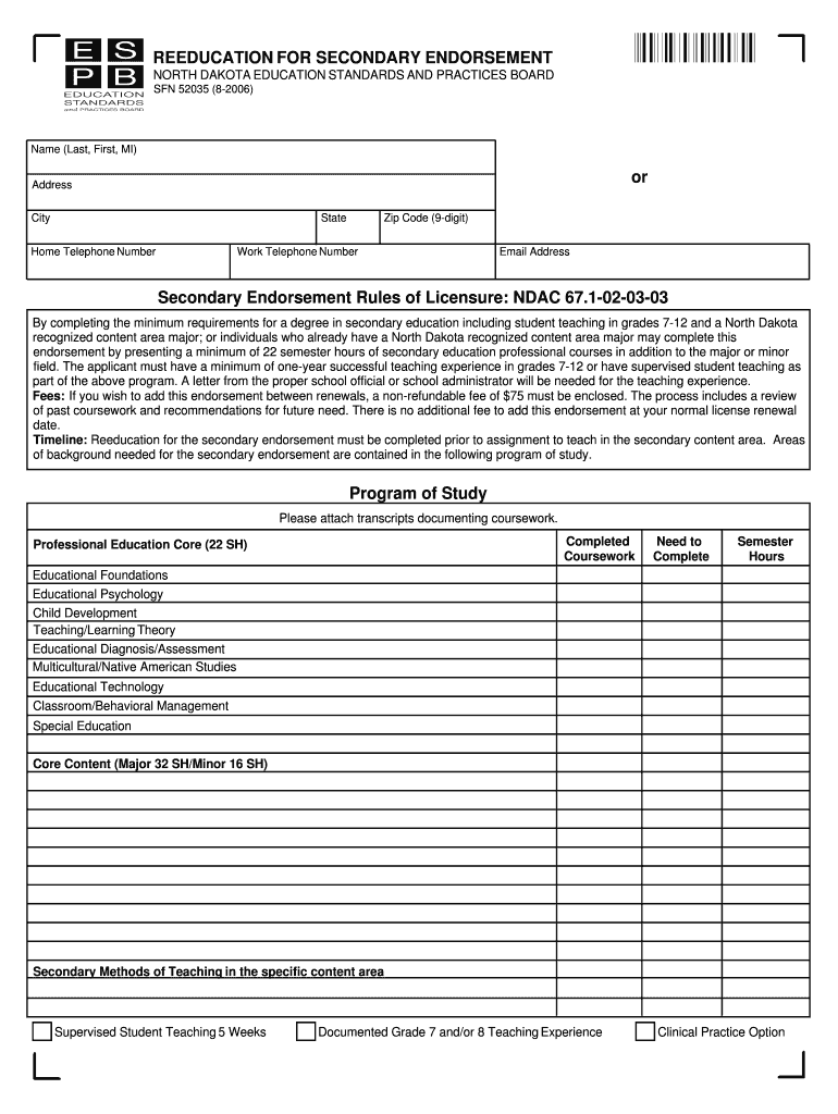 Program of Study REEDUCATION for SECONDARY Nd  Form