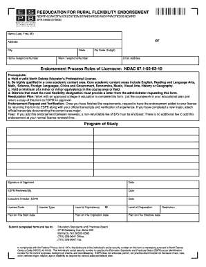 REEDUCATION for RURAL FLEXIBILITY ENDORSEMENT Nd  Form
