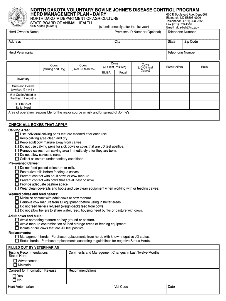 Johne&#039;s Disease Dairy Risk Assessment Completed 2nd Yr  Form