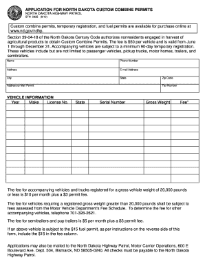 APPLICATION for NORTH DAKOTA CUSTOM COMBINE Nd  Form