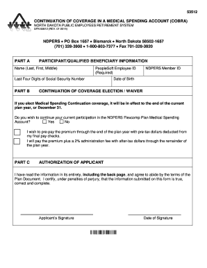 Continuation of Coverage in a Medical Spending Account  Form