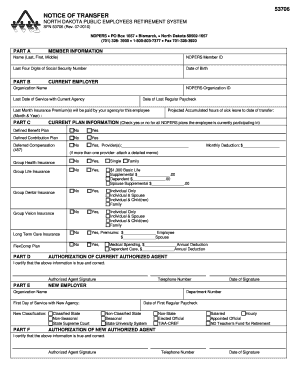 NOTICE of TRANSFER  Form