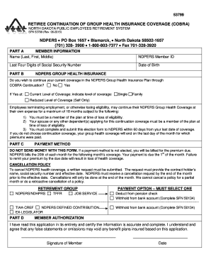 RETIREE CONTINUATION of GROUP HEALTH INSURANCE COVERAGE COBRA  Form
