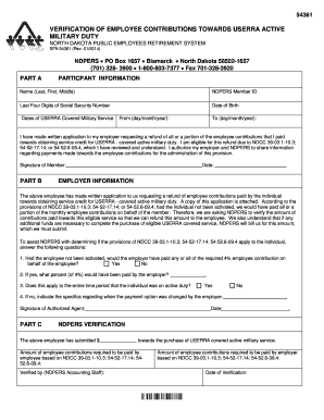 VERIFICATION of EMPLOYEE CONTRIBUTIONS TOWARDS USERRA ACTIVE MILITARY DUTY  Form