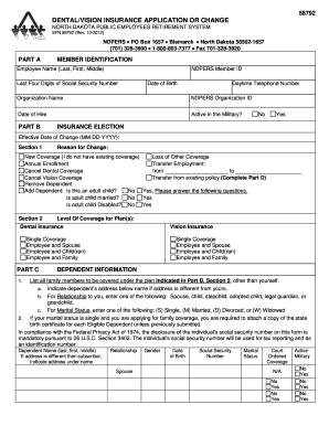 HEALTHDENTALVISION INSURANCE APPLICATION or CHANGE  Form