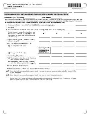 Form 40 UT State of North Dakota Nd