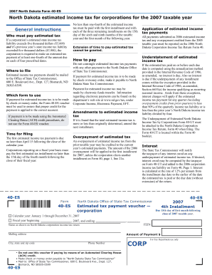 Form 40 ES Estimated Tax Payment Voucher Corporation Nd