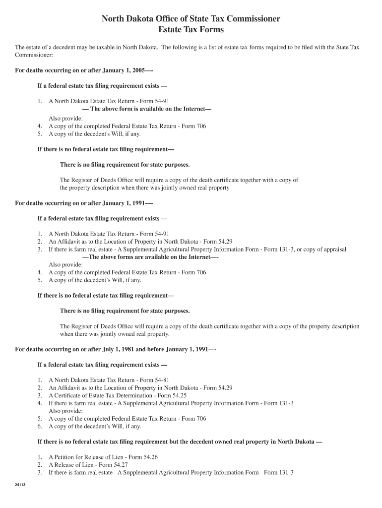 Estate Tax Forms Nd