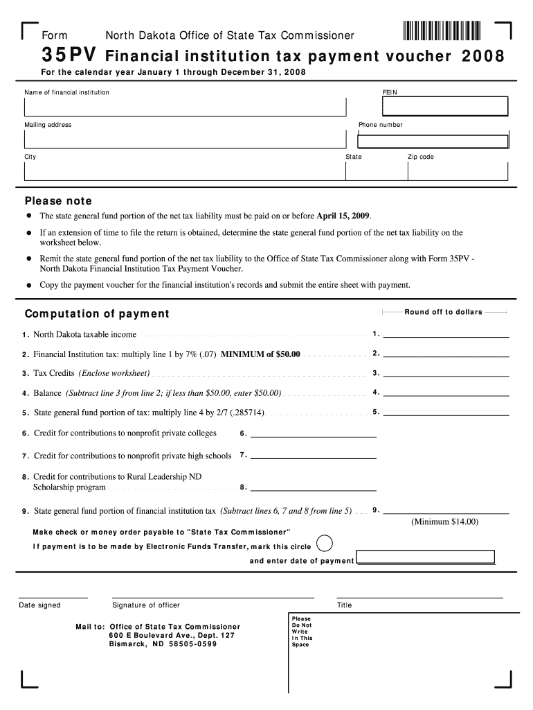 Financial Institution Tax Payment Voucher Nd  Form