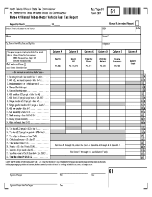 Three Affiliated Tribes Motor Vehicle Fuel Tax Report and Schedules  Form