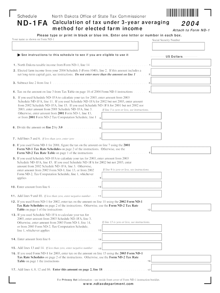 ND 1 FA Internet State of North Dakota  Form