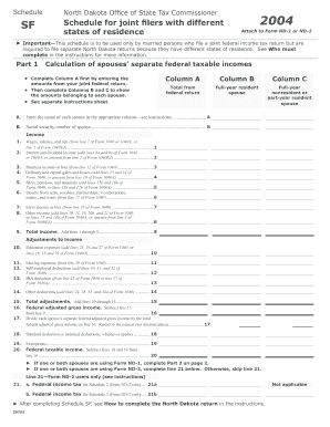 Schedule SF Fillin State of North Dakota  Form