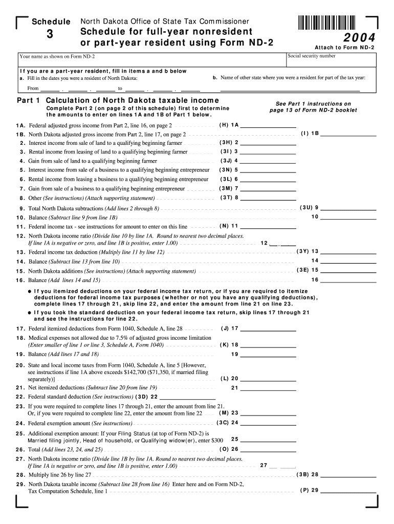 Schedule 3 Full Year Nonresident or Part Year Resident Using Form Nd