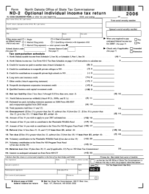 Form ND 2 &amp; Schedule 2 Optional Individual Income Tax Return
