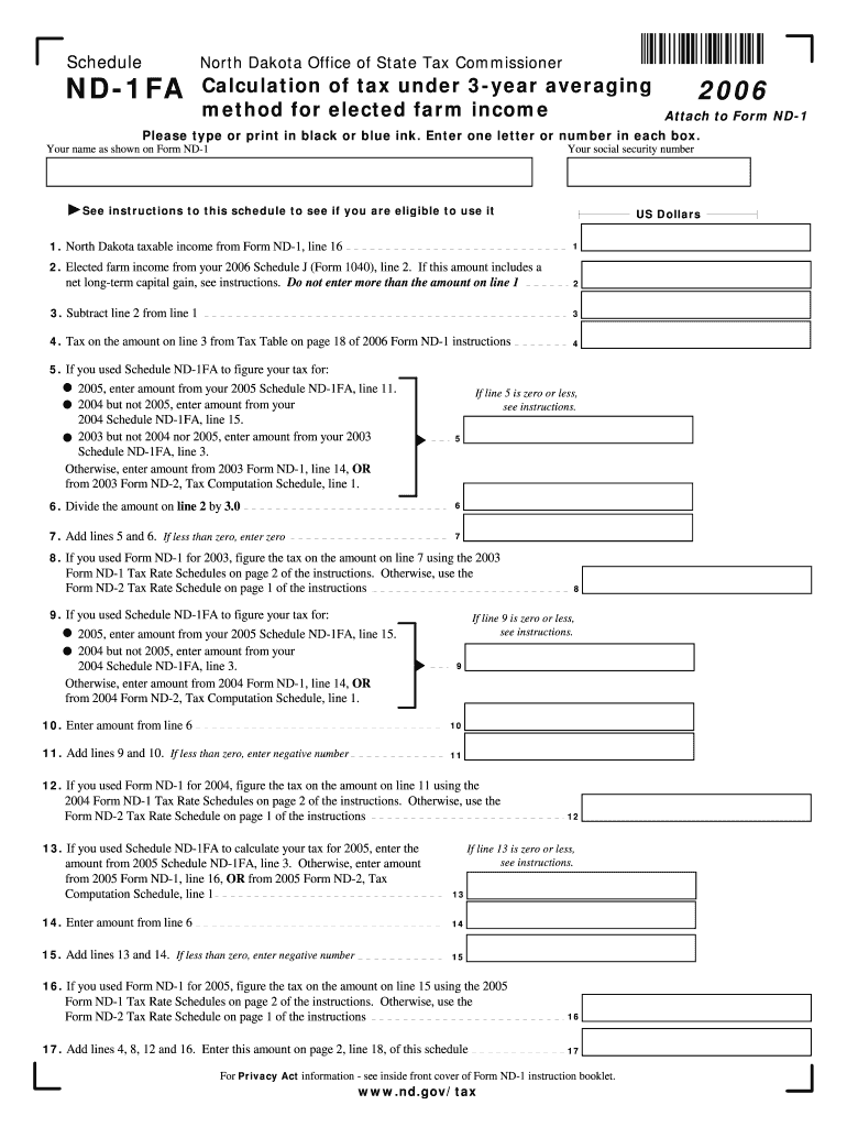 ND 1FA Fillable ND 1FA Fillable  Form