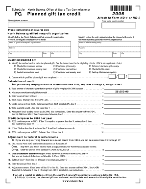 Schedule PG Planned Gift Tax Credit Fillable Schedule PG Planned Gift Tax Credit Fillable Nd  Form