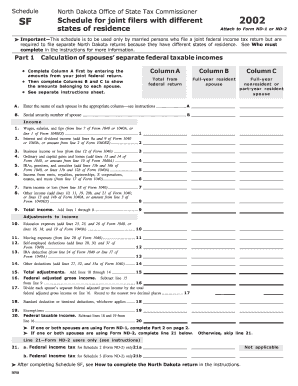 Schedule SF Fill in State of North Dakota  Form