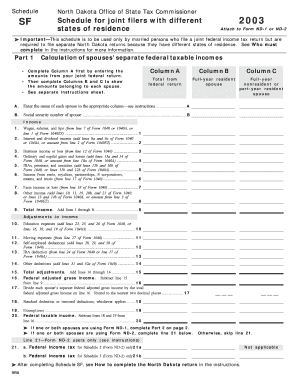 Schedule SF Fillable State of North Dakota  Form