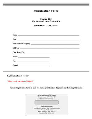 Registration Form State of North Dakota Nd