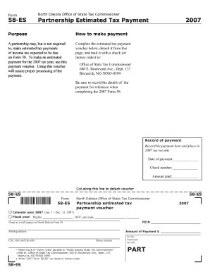 Form 58 ES Partnership Estimated Tax Payment Form 58 ES Partnership Estimated Tax Payment Nd