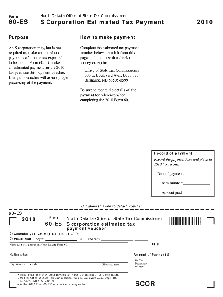 S Corporation Estimated Tax Payment Nd  Form