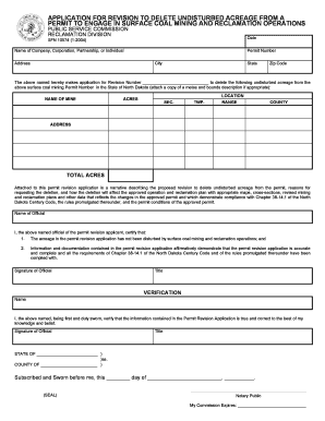 Application for Revision to Delete Undisturbed Acreage from Psc Nd  Form