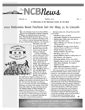 NCB News Spring Nebraska Center for the Book Centerforthebook Nebraska  Form