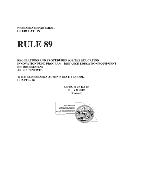 NDE Rule 89 Nebraska Library Commission State of Nebraska Nlc Nebraska  Form