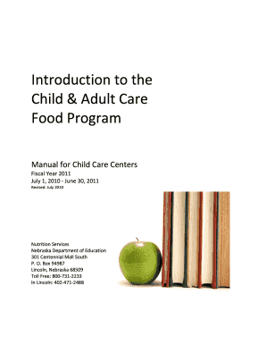 Introduction to the Child &amp; Adult Care Food Program Manual for  Form
