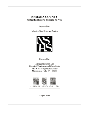 Nemaha County, Nebraska Historic Building Survey Nlc Nebraska  Form