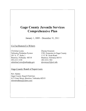 Gage County Juvenile Services Comprehensive Plan Nlc Nebraska  Form