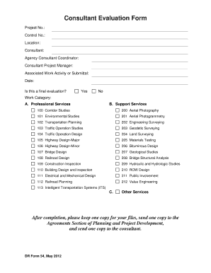Get and Sign Consultant Evaluation Form Transportation Nebraska 2012