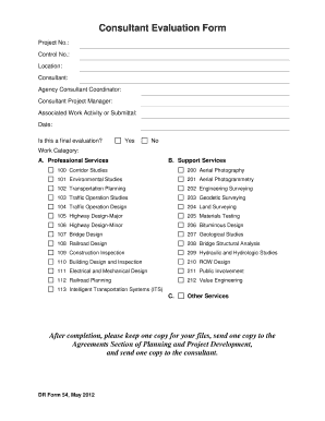  Consultant Evaluation Form Transportation Nebraska 2012