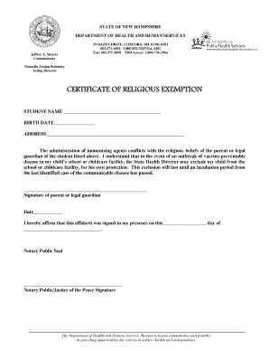 Religious Exemption Letter Nj  Form