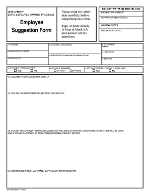 Nj Employee Suggestion Template  Form