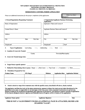 MosquitoFly Permit Application Form State of New Jersey Nj