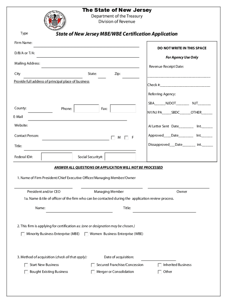 New Jersey Wbe  Form