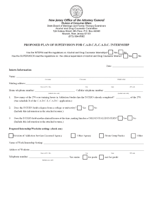 Proposed Plan of Supervision Cadc Nj  Form