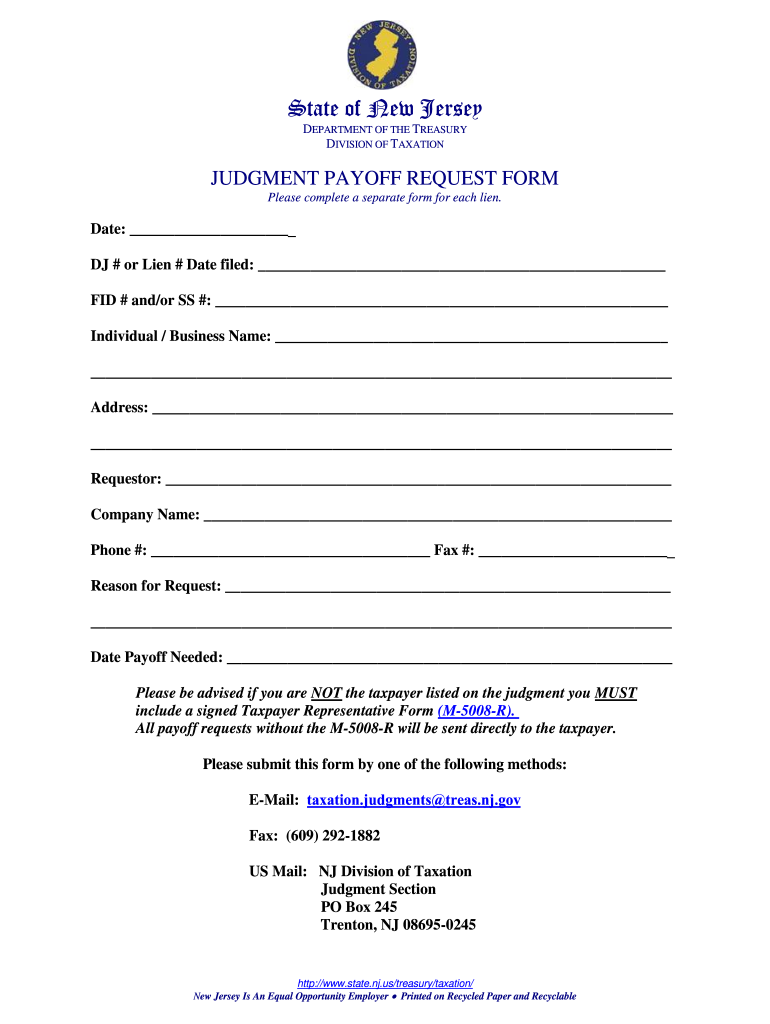 Get and Sign Judgment Payoff Form 