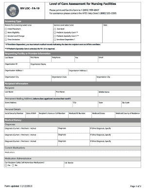 Level of Care Assessment Form