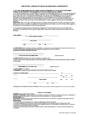 Get and Sign Hold Harmless Letter Military Form 