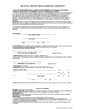 Hold Harmless Letter Military Form