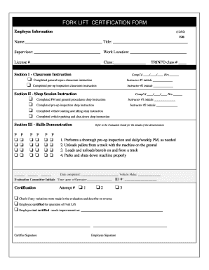 FORK LIFT CERTIFICATION FORM 3 Dot Ny