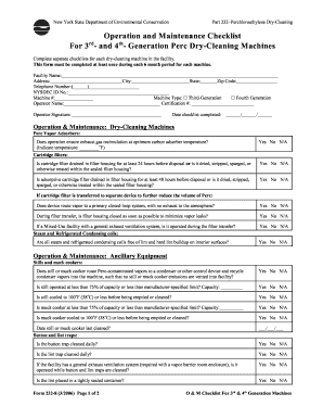 Dry Cleaning Regular Maintenance Checklist Form