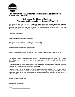 Self Issued Certificate of Origin Template  Form