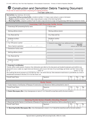 Construction and Demolition Debris Tracking Document Form