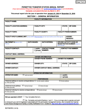 Transfer Station Annual Report Form New York State Department Dec Ny
