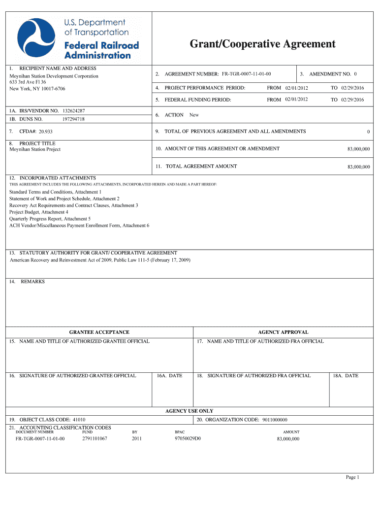 Moynihan Station TIGER Grant Agreement  Empire State    Esd Ny  Form