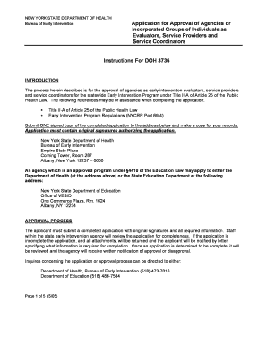 Department of Health Application for Doh 3736 Form